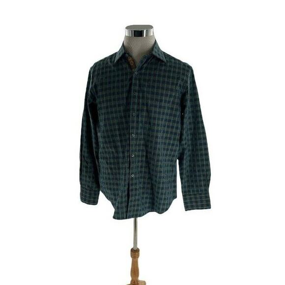 Robert Graham Men's Colorful Embroidered Cuff Sleeves Collar Plaid Shirt Sz Med - Picture 1 of 10